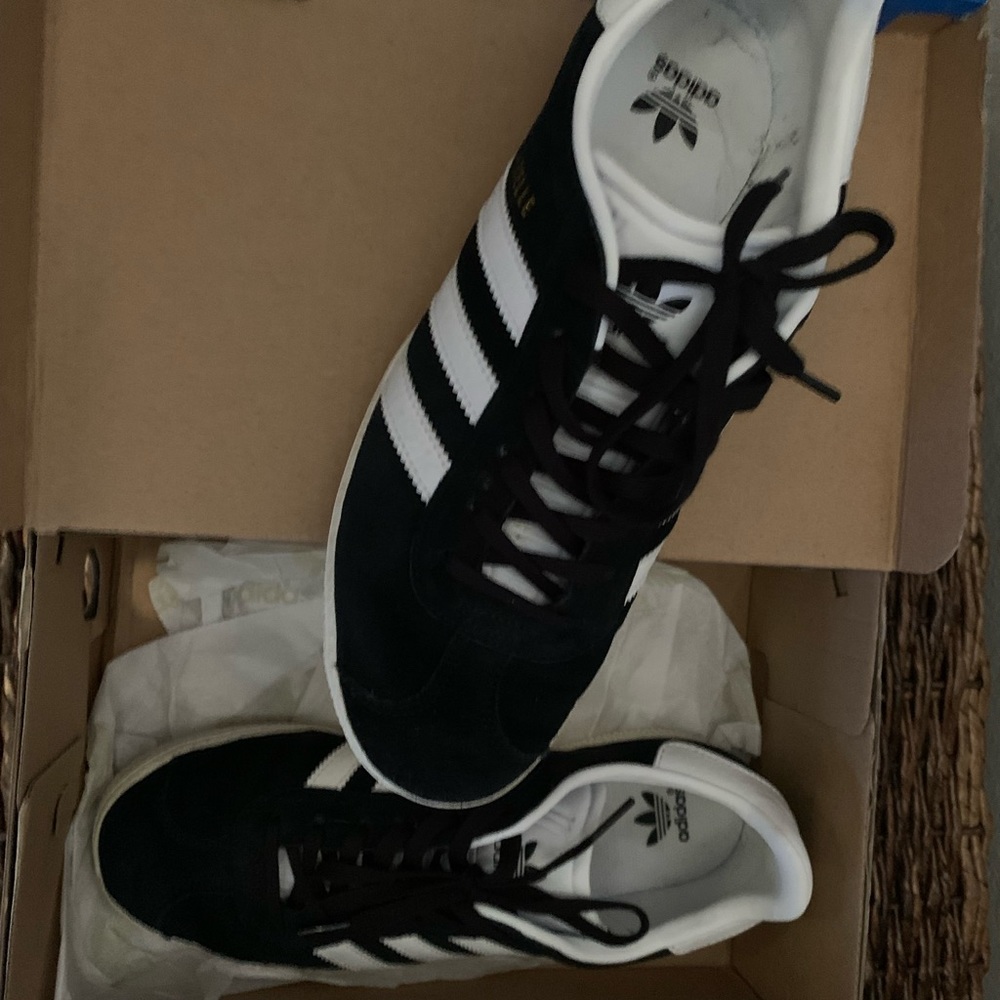 Black adidas suede